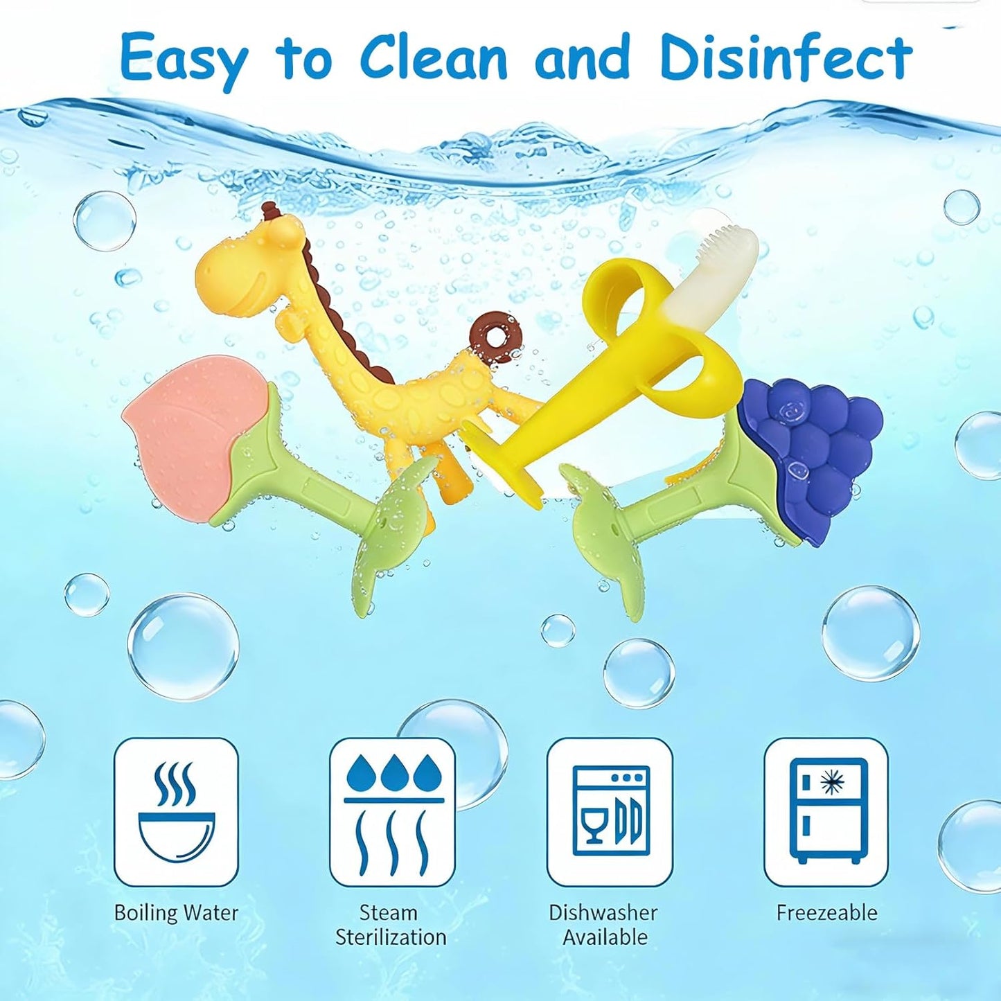 Baby Teething Toys – BPA-Free Freezer-Safe Banana & Giraffe Teethers for Infants (3–6 Months)