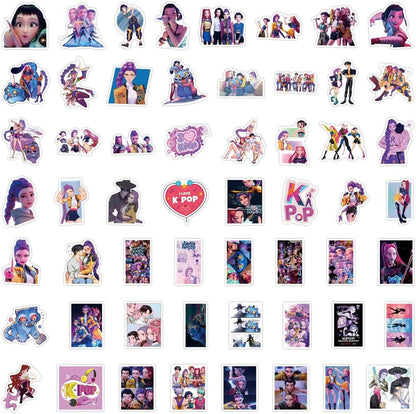 Demon Hunters Waterproof Stickers (55 PCS) – Vinyl Decals for Luggage, Skateboard, Water Bottle, Bicycle & DIY Crafts