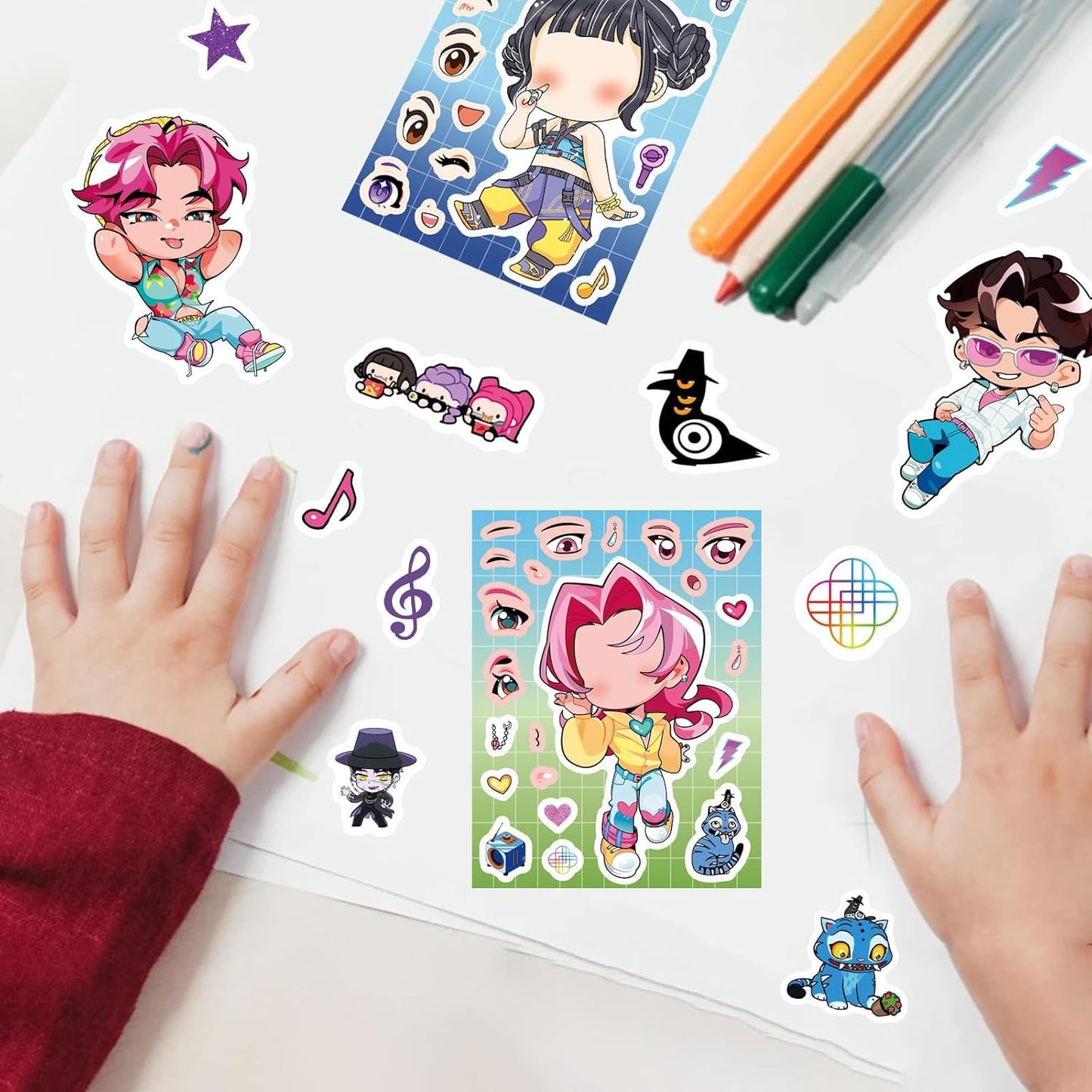 Demon Hunters Stickers (32 PCS) – Waterproof Vinyl Korean Idol Stickers for Laptop, Phone, Water Bottle & Skateboard – Kpop Fan Gift