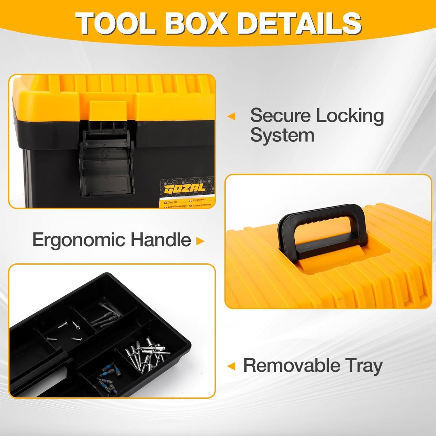 4 Pack Heavy-Duty Plastic Tool Boxes – Portable Lockable Storage Cases with Removable Trays & Dividers
