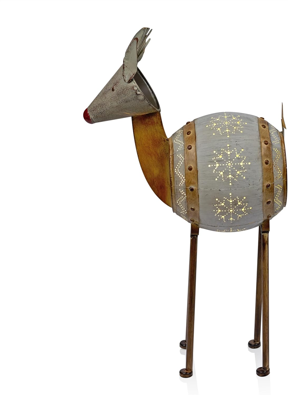 33" Tall Metal Barrel Reindeer with LED Lights