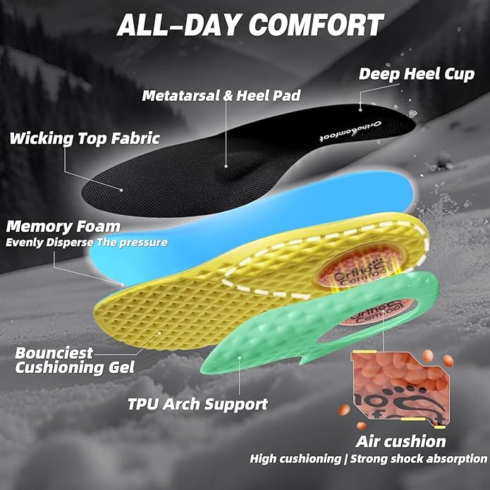 Women’s Waterproof Insulated Winter Snow Boots – Wide Fit with Arch Support (Black, Size 9 Wide)