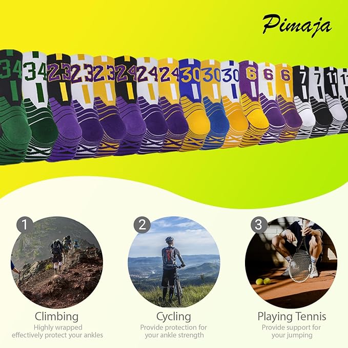 Basketball Compression Socks – Cushioned Athletic Sport Socks with 3D Ankle Protection, Size 7–12, 3 Pairs