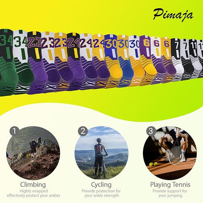 Basketball Compression Socks – Cushioned Athletic Sport Socks with 3D Ankle Protection, Size 7–12, 3 Pairs
