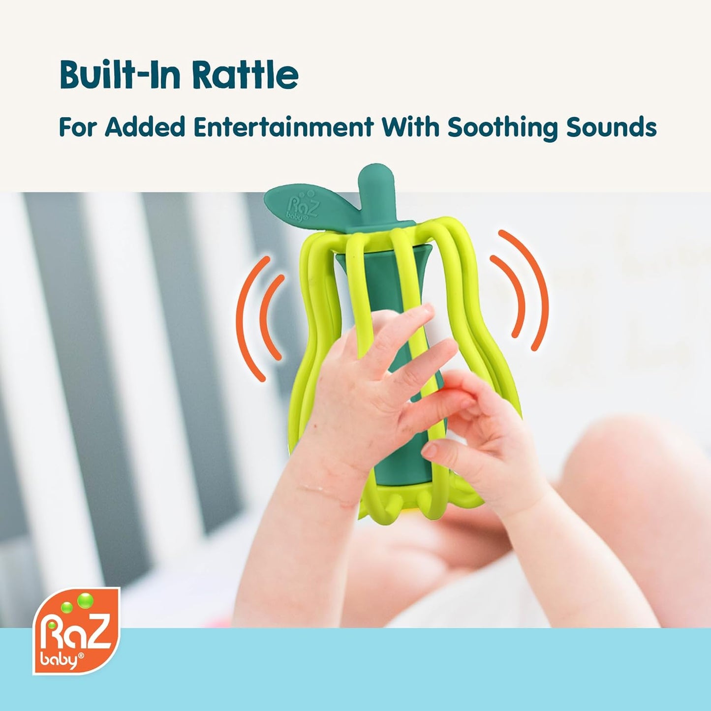 Silicone Teether & Rattle Toy – BPA-Free, Easy-Grip Teething Relief with Soothing Sounds (3M+)
