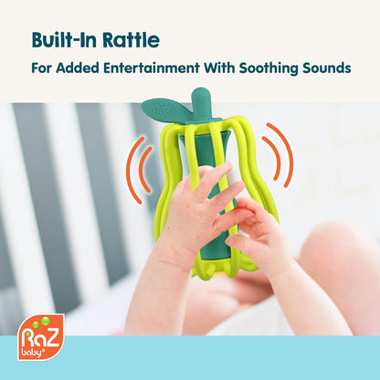Silicone Teether & Rattle Toy – BPA-Free, Easy-Grip Teething Relief with Soothing Sounds (3M+)