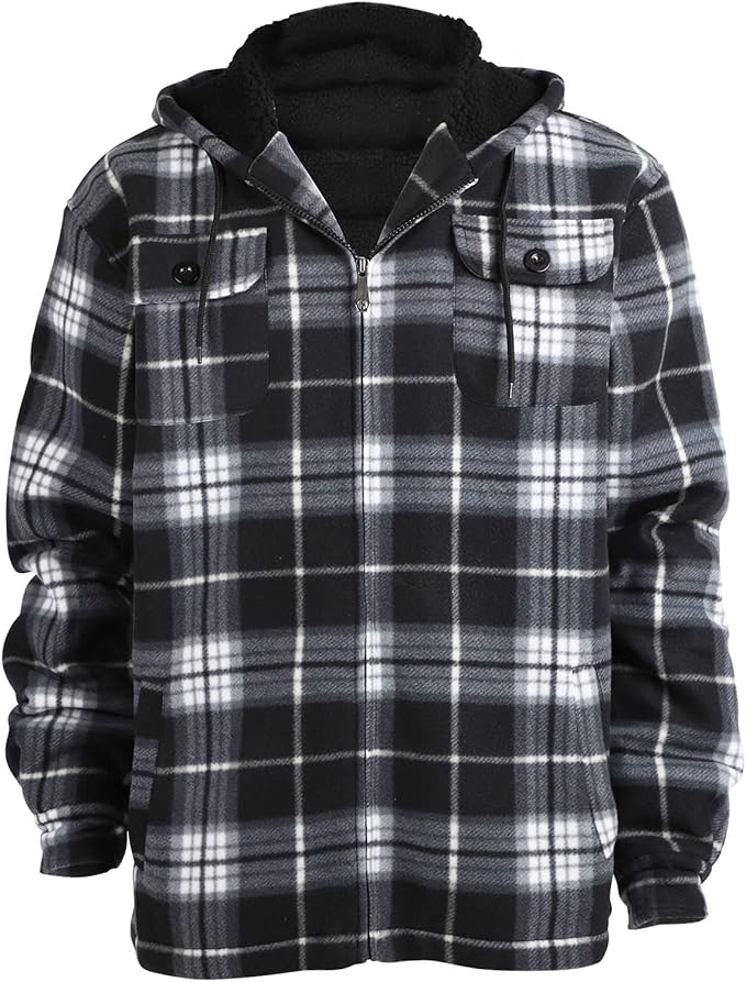 Men’s Sherpa-Lined Plaid Flannel Jacket – Heavy Warm Fleece Coat (Big & Tall, S–5XL)