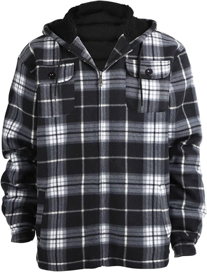 Men’s Sherpa-Lined Plaid Flannel Jacket – Heavy Warm Fleece Coat (Big & Tall, S–5XL)
