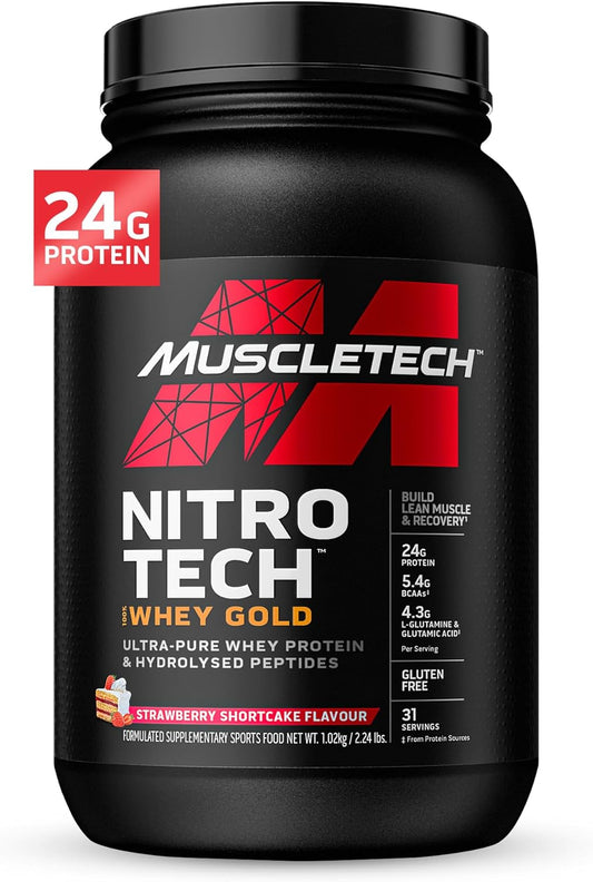 MuscleTech Nitro-Tech Whey Gold Protein Powder - Strawberry, Package Varies