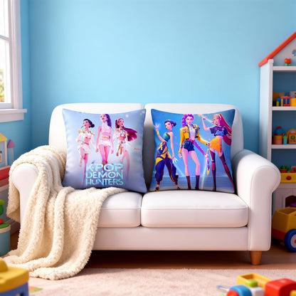 Demon Hunters Pillow Covers (2 Pack) – 18" x 18" Kpop-Themed Decorative Pillowcases with 2 Designs for Bedroom & Fans
