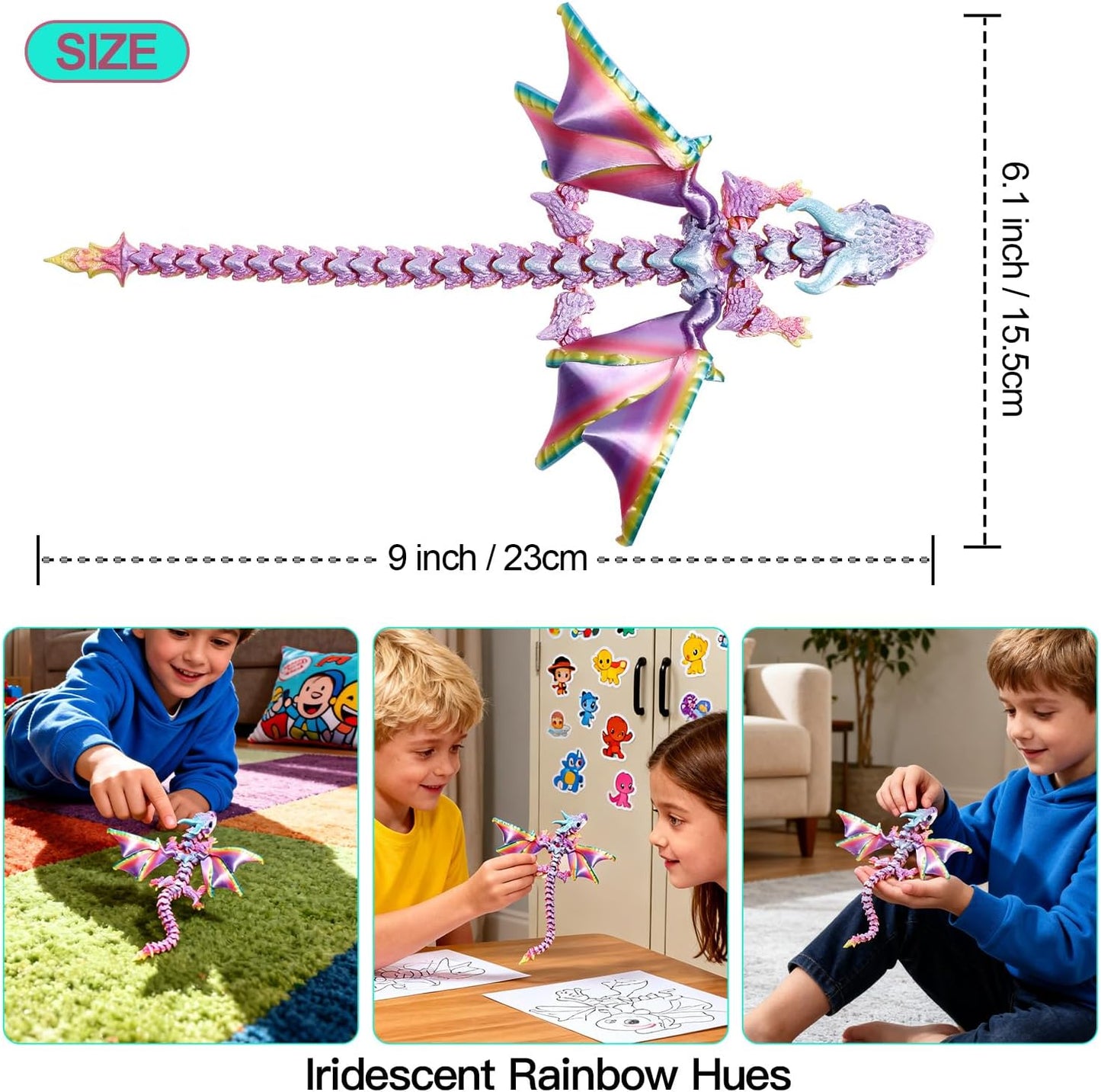 Flexible Winged Dragon Fidget Toy – 3D Printed Articulated Dragon Figure for Gifts & Collectors