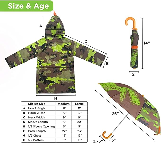 Kids Umbrella & Rain Coats Set for Girls and Boys