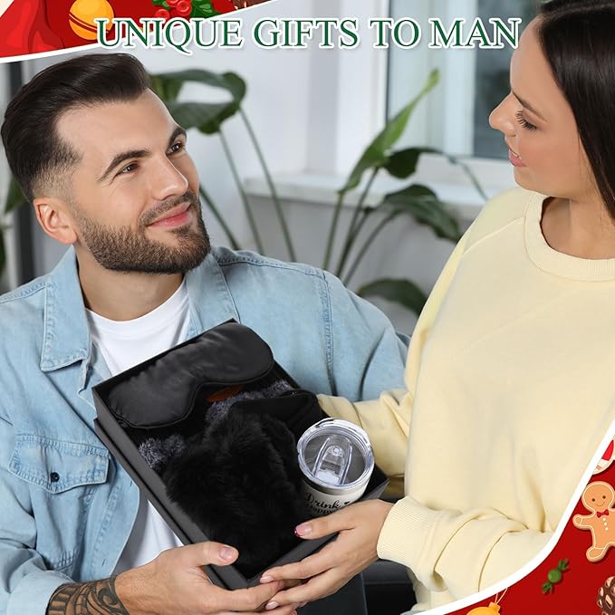 8-Piece Winter Gift Basket for Men – Get Well & Birthday Care Package (Black)