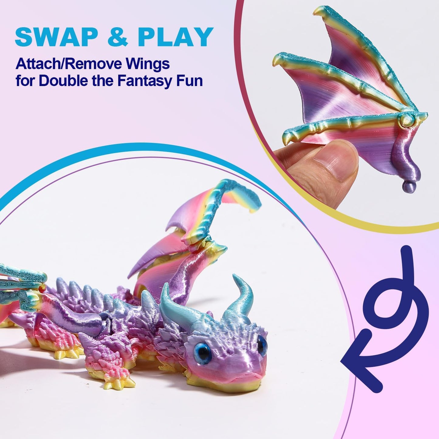 Flexible Winged Dragon Fidget Toy – 3D Printed Articulated Dragon Figure for Gifts & Collectors