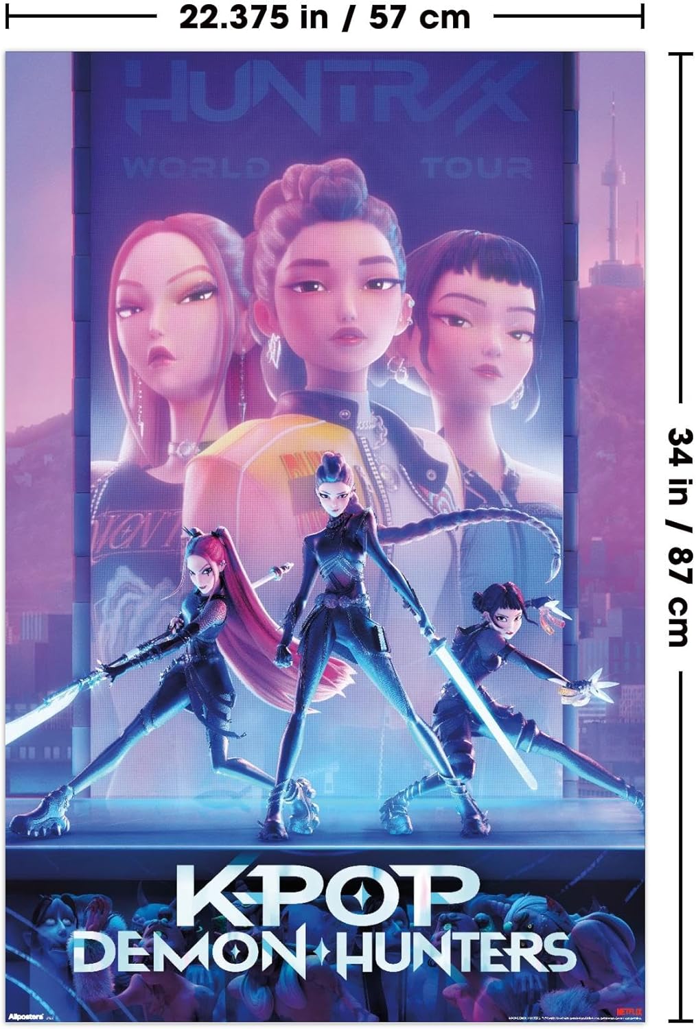 Netflix KPop Demon Hunters (2025) One-Sheet Poster – 34" x 22.4" Unframed Wall Art 🎬