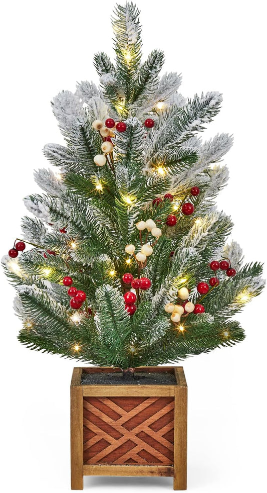 24" Pre-Lit Mini Christmas Tree with Decorations