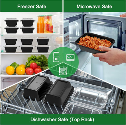 Reusable 50-Pack Meal Prep Containers with Lids (100-Piece Set), Leakproof and Food Safe, Microwave, Freezer, Dishwasher Safe