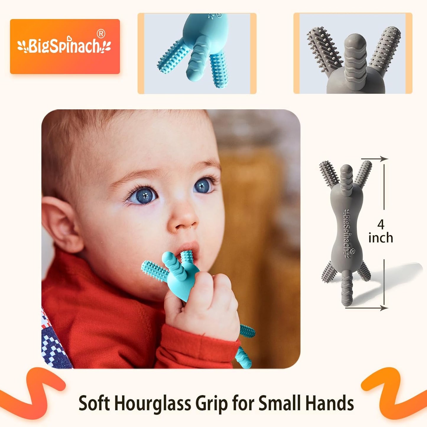 3D Silicone Baby Teether – BPA-Free 360° Textured Easy-Grip Teething Stick