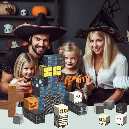 Halloween Magnetic Building Blocks – Skeleton Spooky Town Construction Toy for Kids