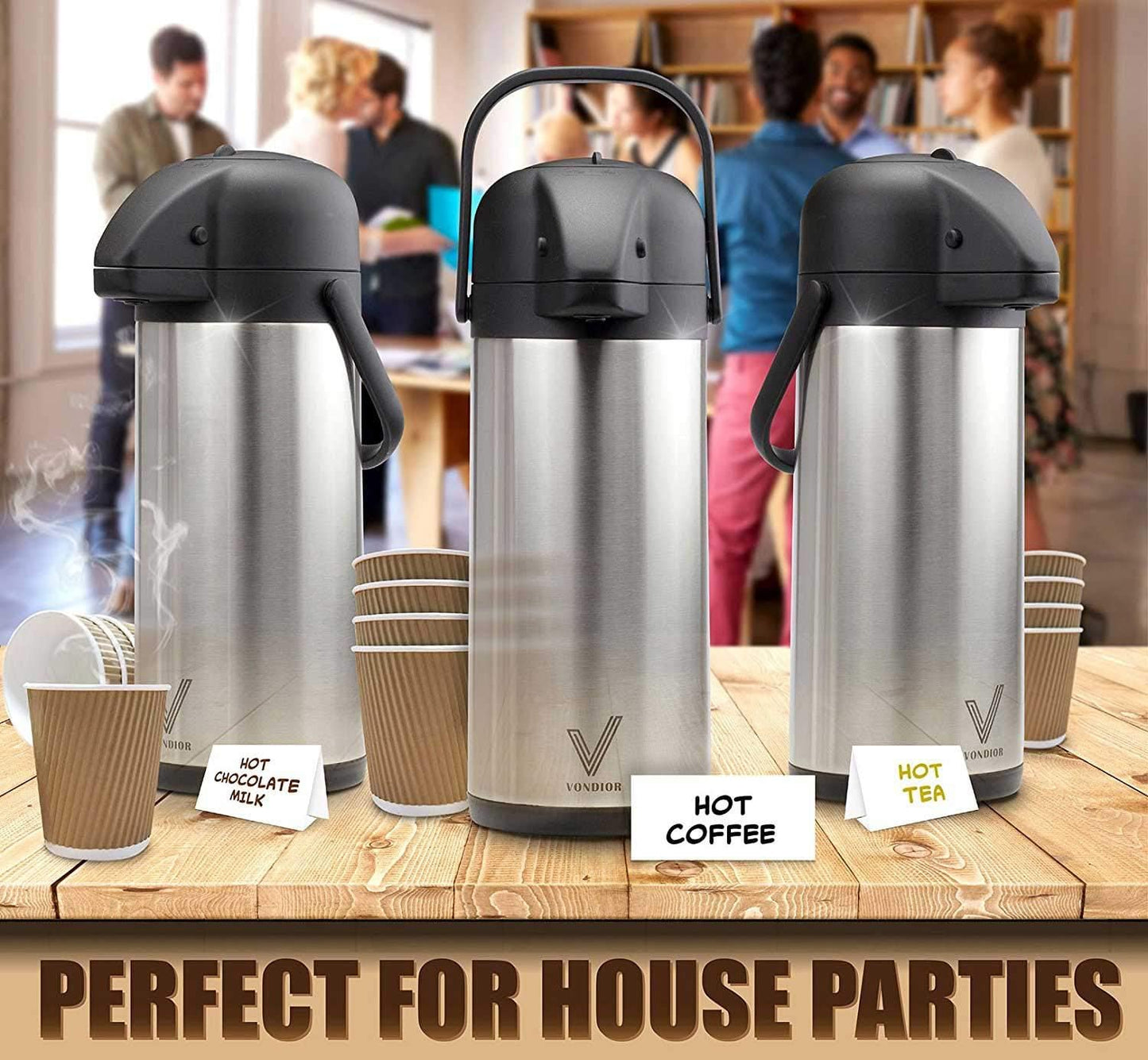 Airpot Coffee Dispenser with Pump - 102 oz Insulated Stainless Steel Coffee Carafe