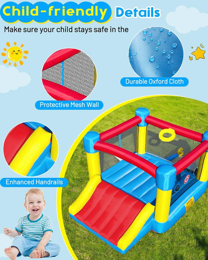 Children’s Inflatable Bounce House with Slide for Indoors and Outdoors