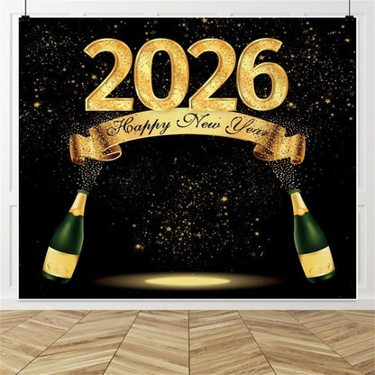 2026 New Year Backdrop – 10x8 FT Fabric Champagne Party Photography Background