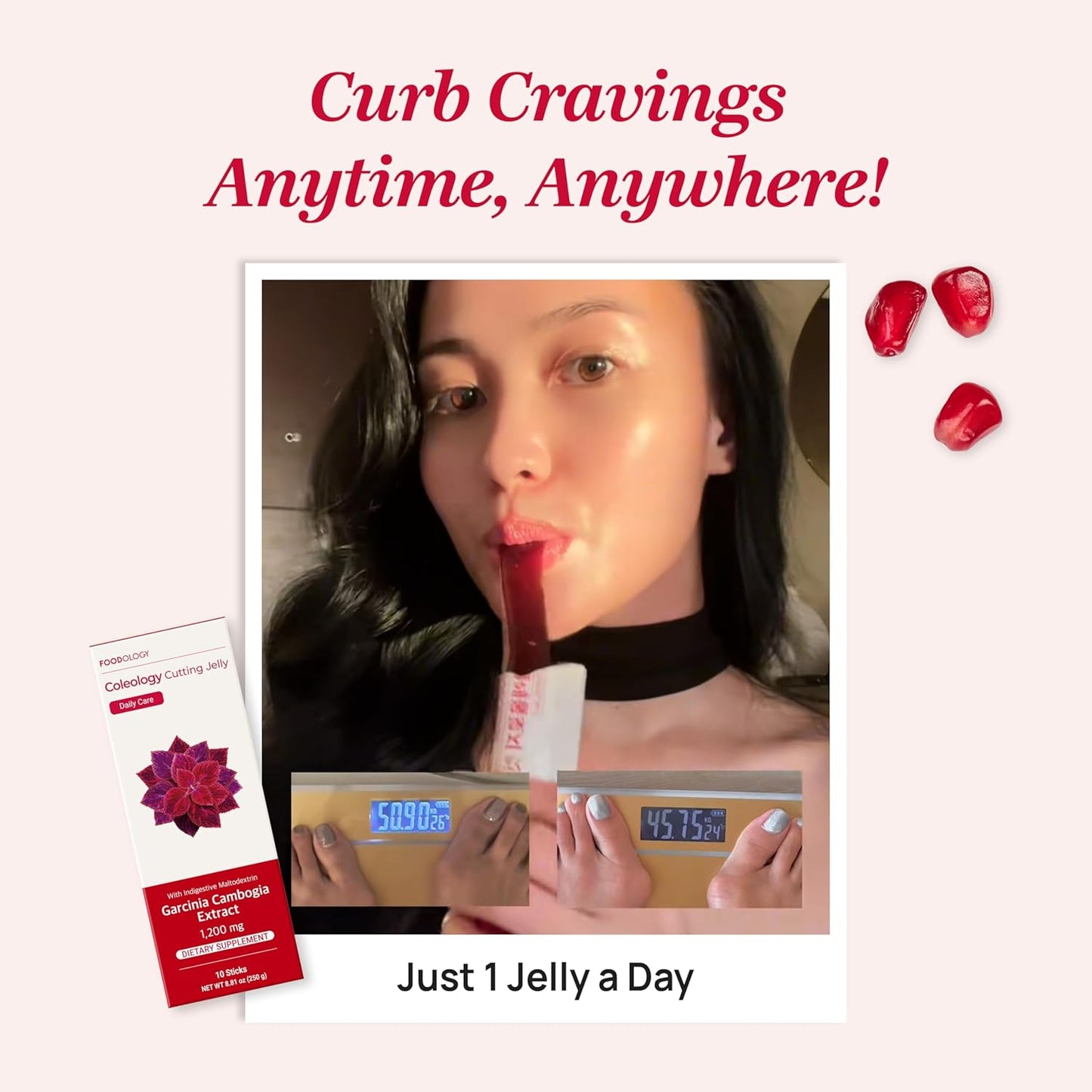 Coleology Cutting Stick Jelly – Appetite Control & Metabolism Support, Pomegranate Flavor (10 Sachets)