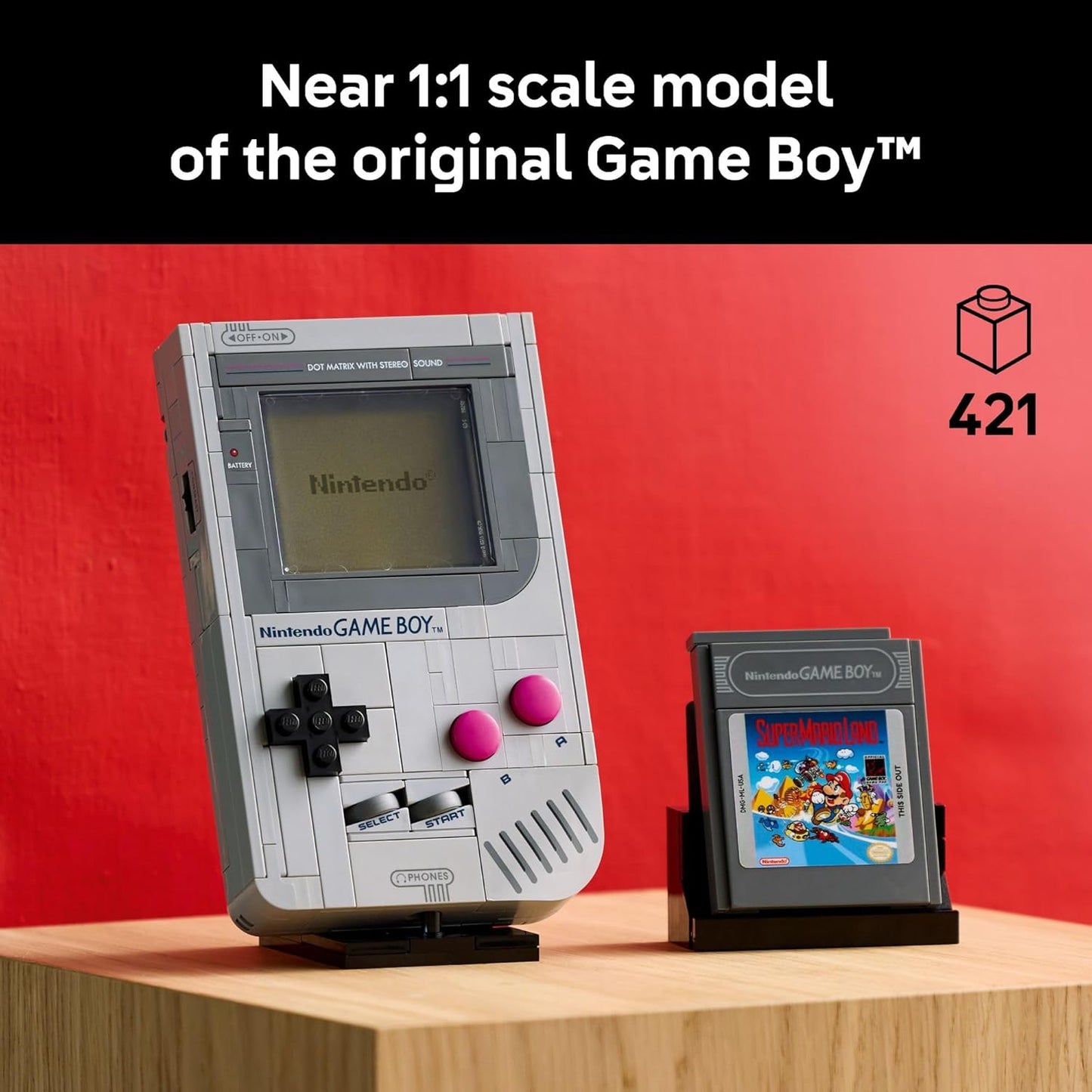Super Mario Retro Game Boy Building Set – Collectible Model with Display Stand for Adults (18+)