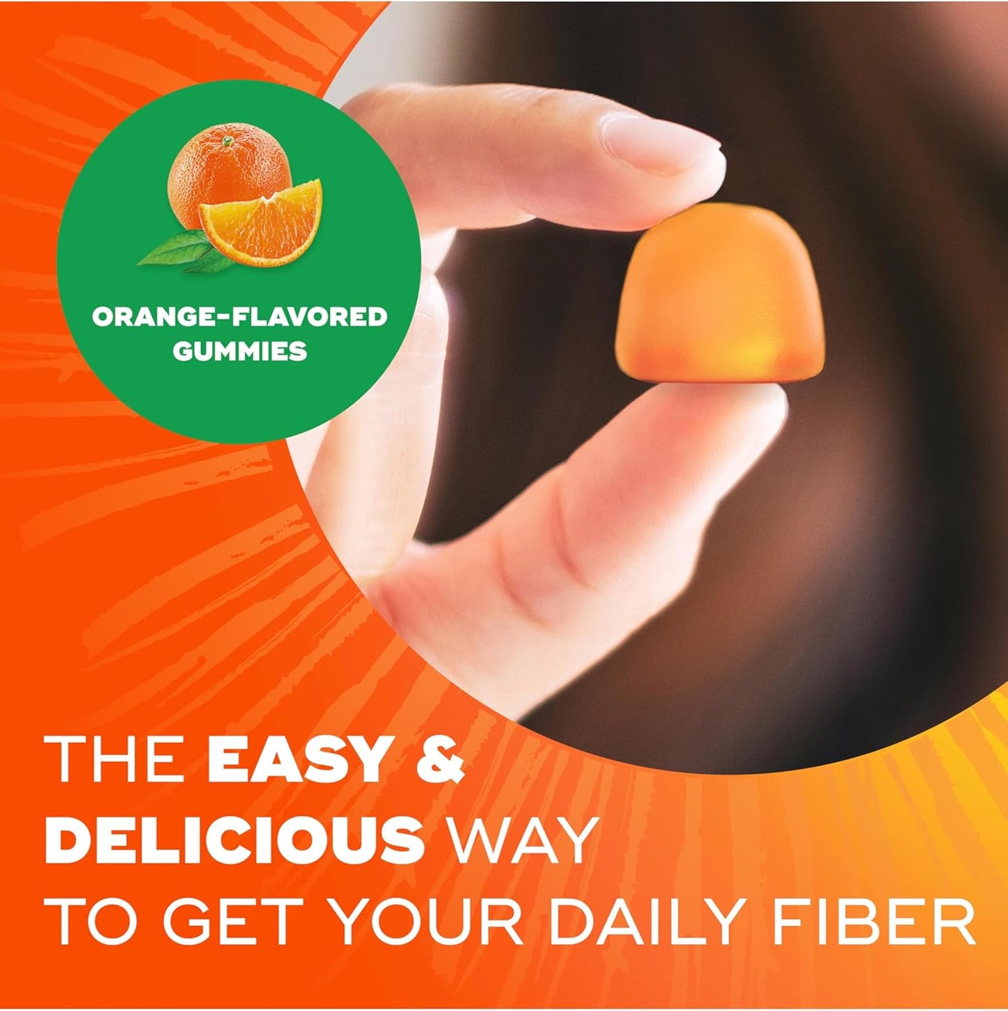 Fiber Gummies for Adults – No Sugar Added, 5g Prebiotic Plant-Based Fiber (Orange, 120 Count)