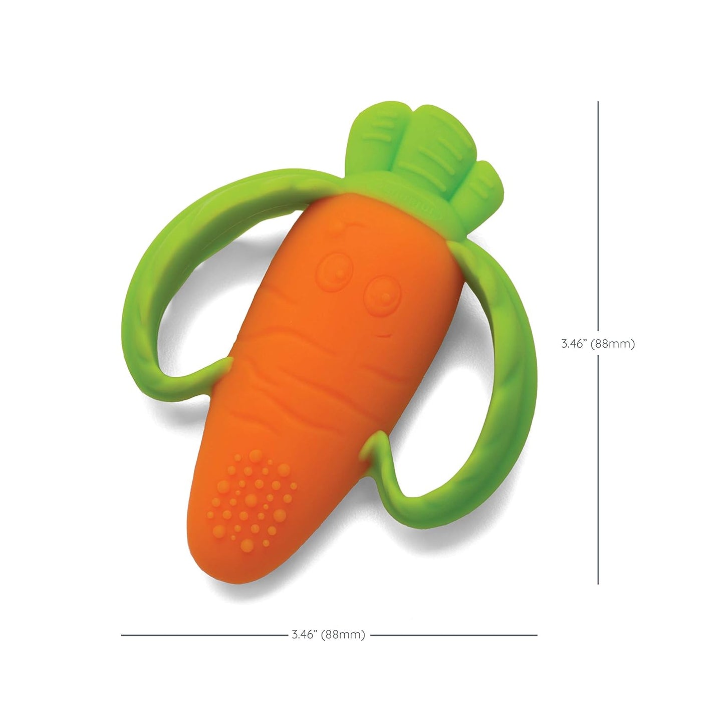 Lil’ Nibbles Textured Silicone Teether, BPA-Free Baby Teething Toy, Soft, Easy to Hold, Sensory Stimulation for Infants, Carrot
