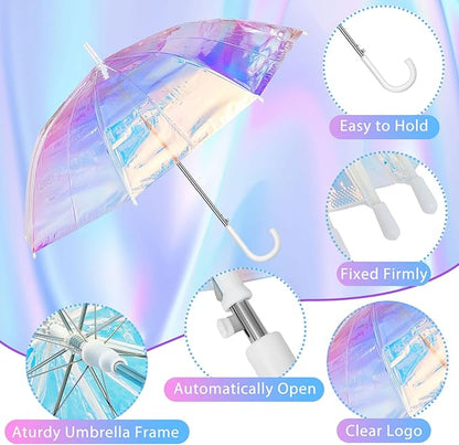 Iridescent Holographic Automatic Umbrella for Women (2-Pack)