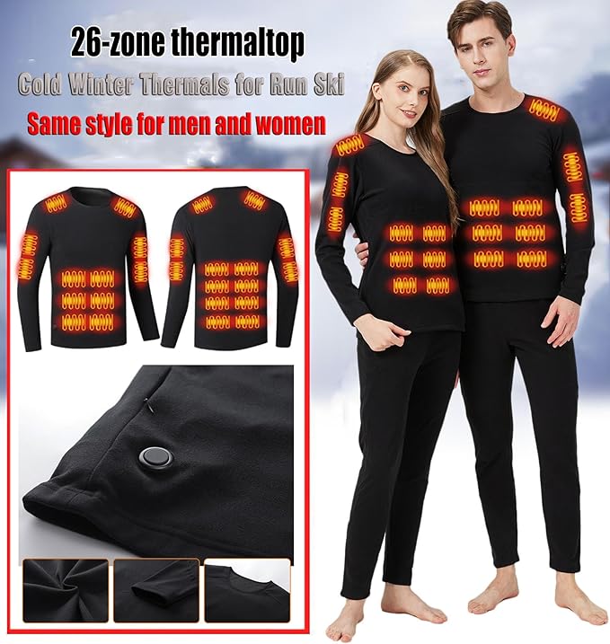 USB Heated Thermal Underwear Set – 26-Zone Top & 16-Zone Pants (Unisex, S–4XL)