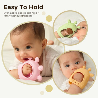 Baby Teether Toys | Baby Teething Toys | Baby Teething Relief | Food Grade Silicone Teether Baby Toys | Baby Teether 0-6 Months | Teething Toy 6-12 Months | Baby Essential | Yellow