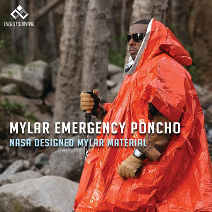 Emergency Survival Rain Poncho – Mylar Space Blanket for Camping & Disaster Kits