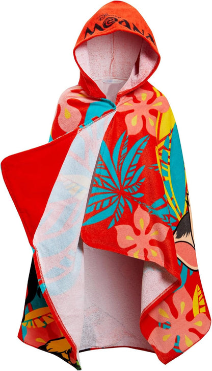Moana Hooded Towel Poncho – 100% Cotton Kids Beach & Bath Towel Wrap with Hood
