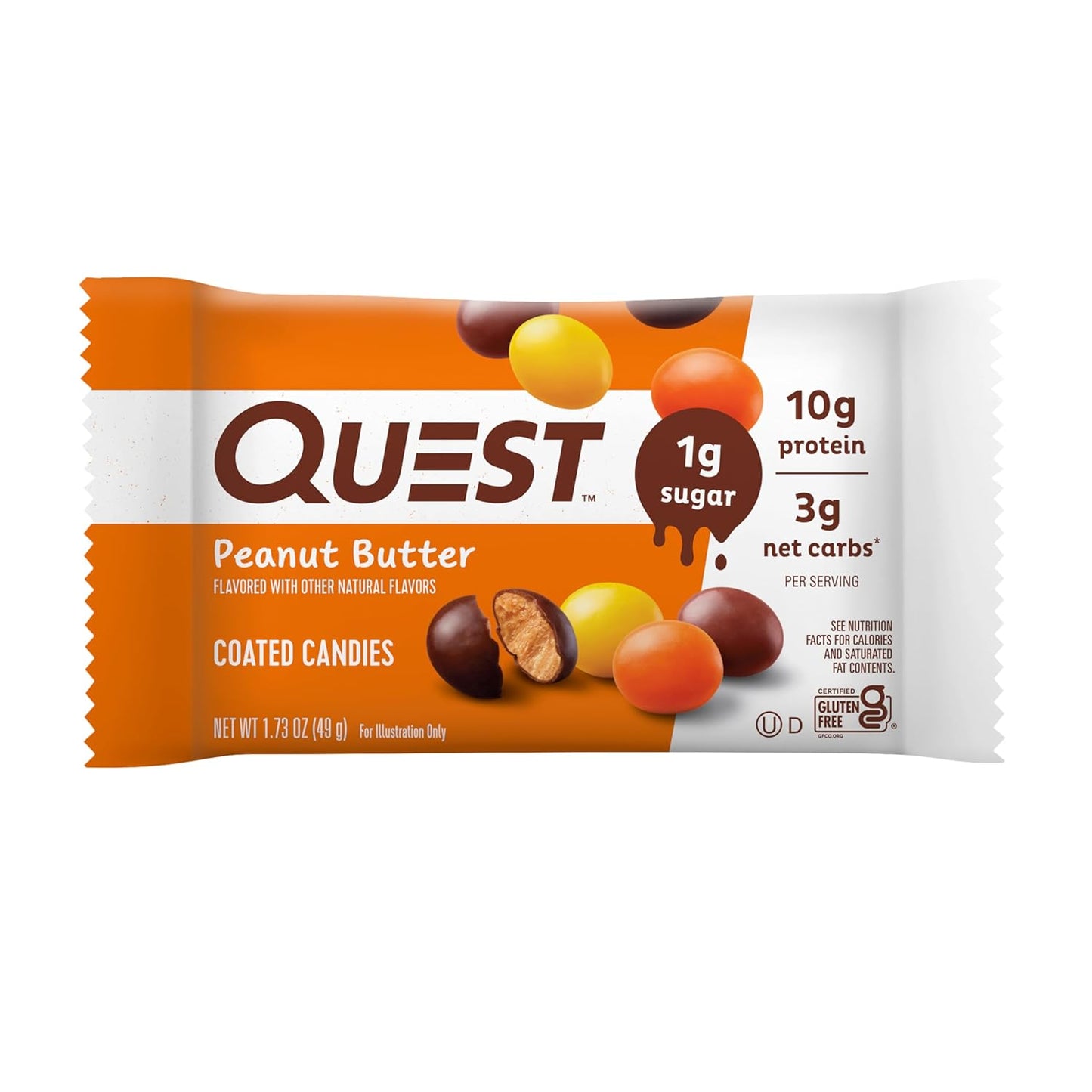 12-Count Quest Peanut Butter Candies: 1g Sugar, 10g Protein, 4g Net Carbs, Keto-Friendly