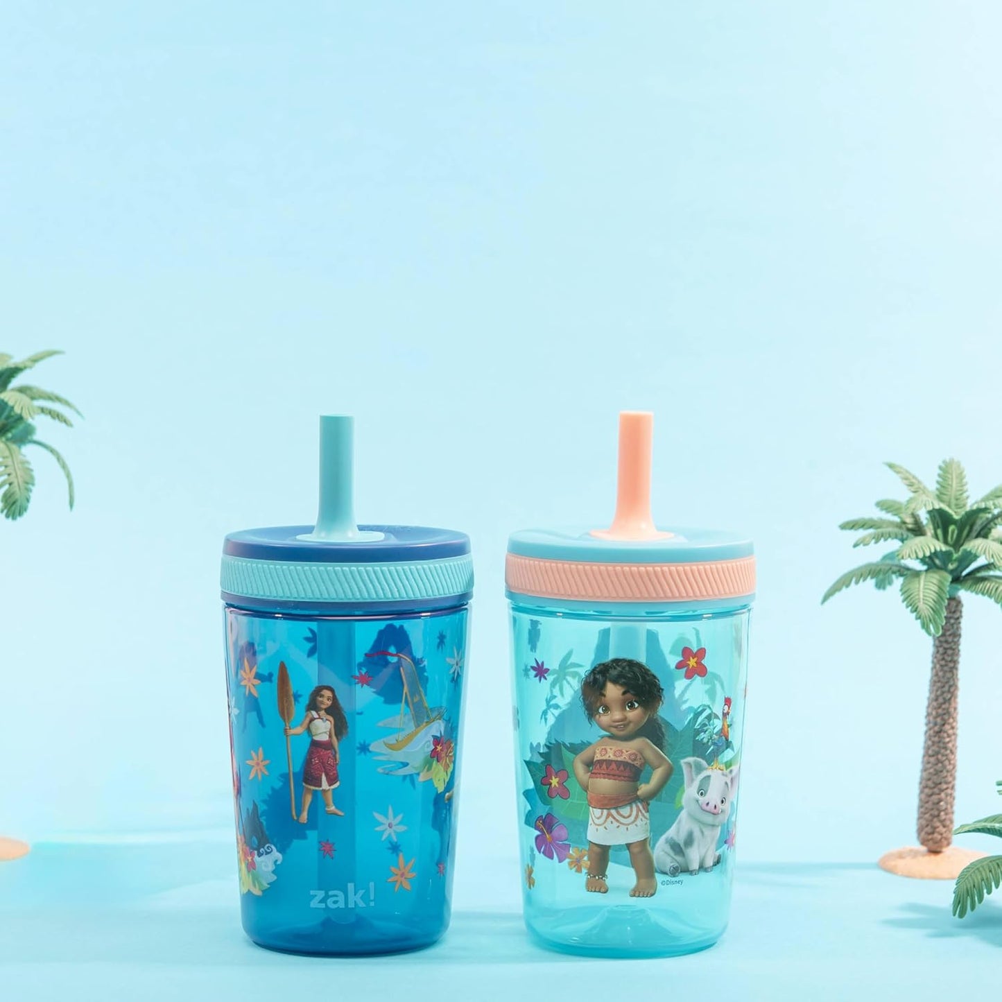 Moana 2 Kelso Toddler Cups – 15 oz Leak-Proof Sippy Cups for Kids (2 Pack) – Moana, Maui & Simea Design