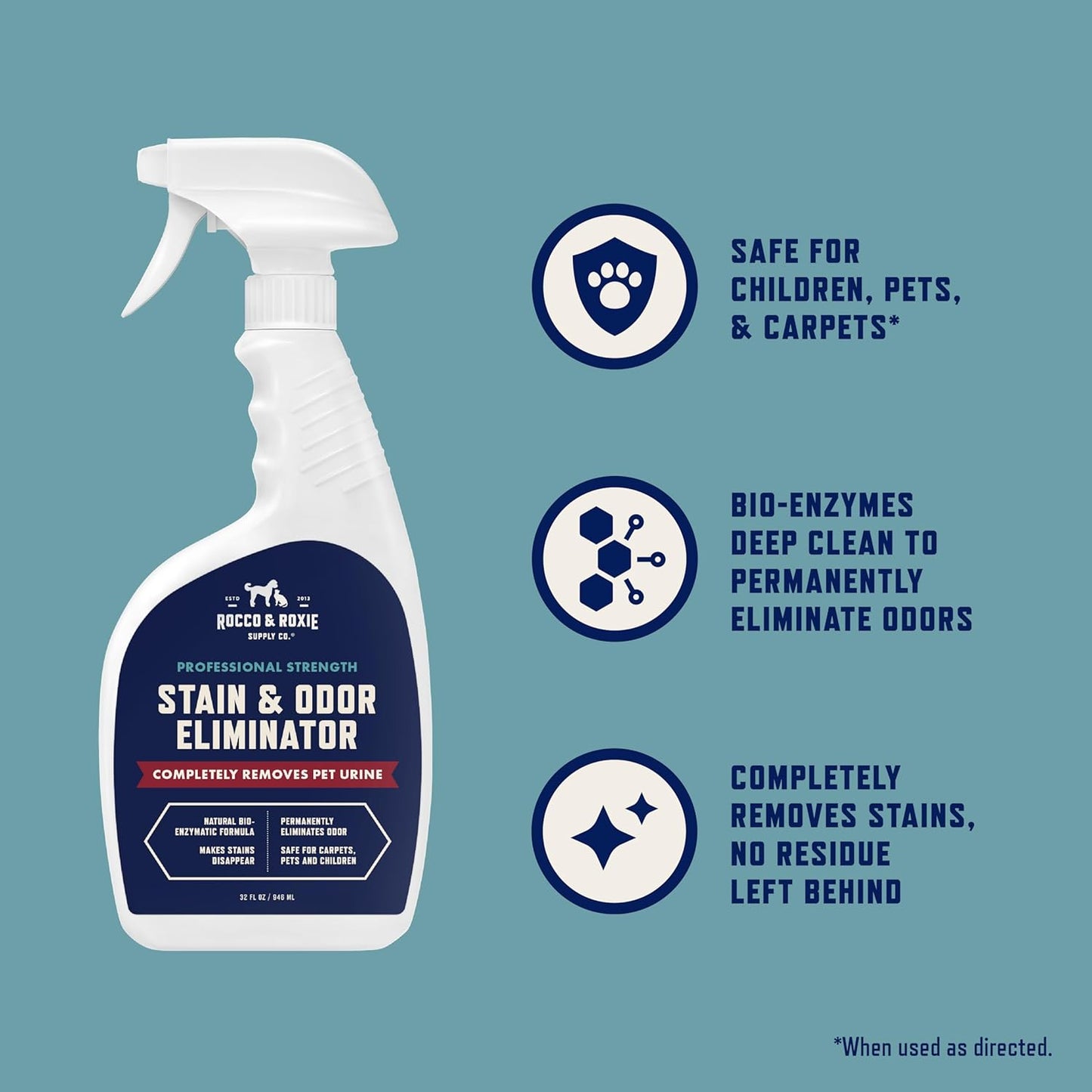 Pet Stain & Odor Eliminator – Enzyme Cleaner Spray for Dog & Cat Urine, Carpet & Home – 32 fl oz