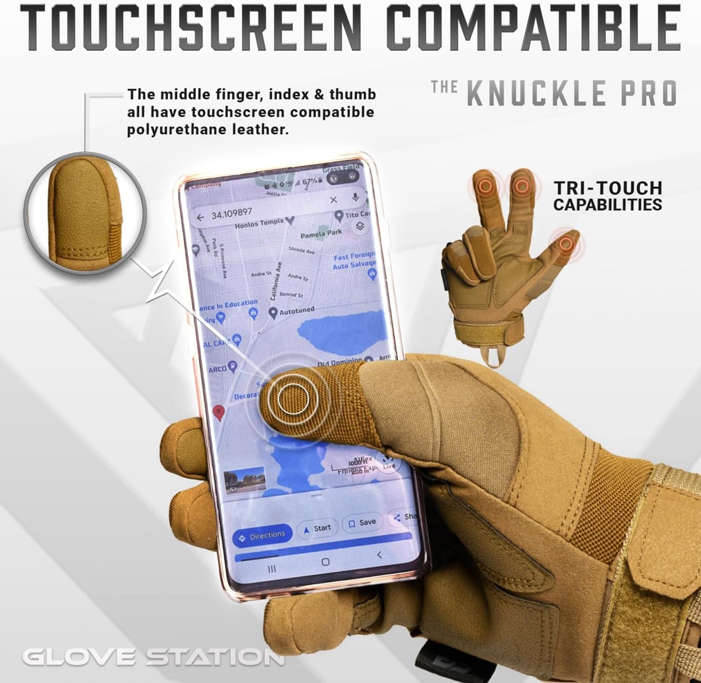 Men's Tactical Gloves - Touchscreen with Hard Knuckle Protection
