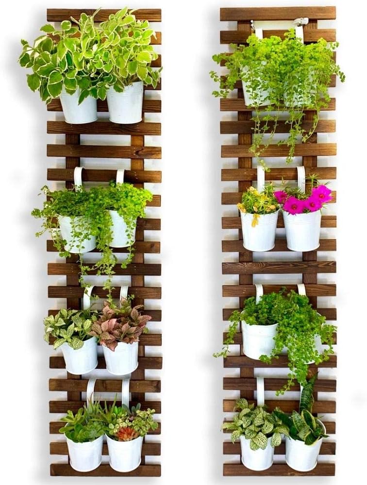 2 Pack, Wooden Hanging Large Planters for Indoor Outdoor Plants, Live Vertical Garden, Plant Wall Mount Flower Pot Holder Hanger Stand Green Herb Wall Decor 47.2" (120cm)