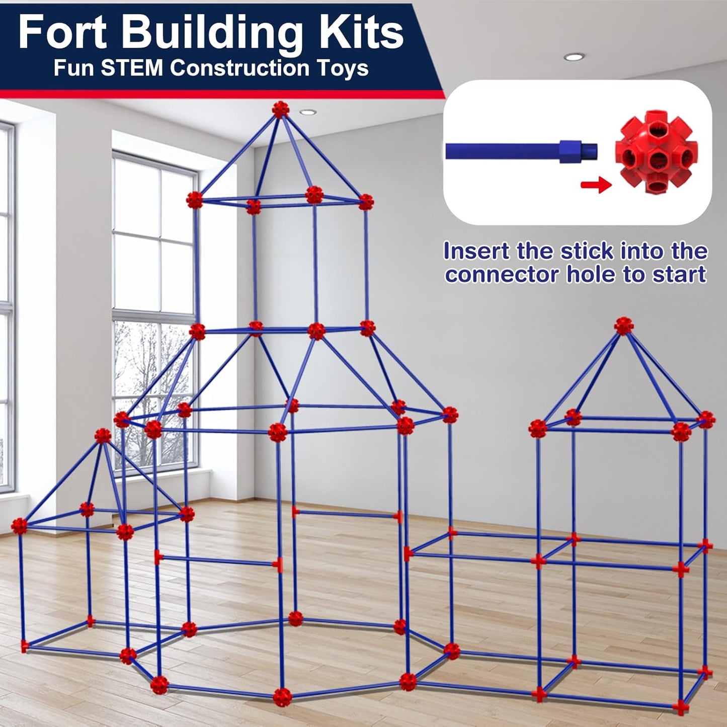 180-Piece Fort Building Kit – Creative STEM Construction Set for Kids (Ages 4–8+)