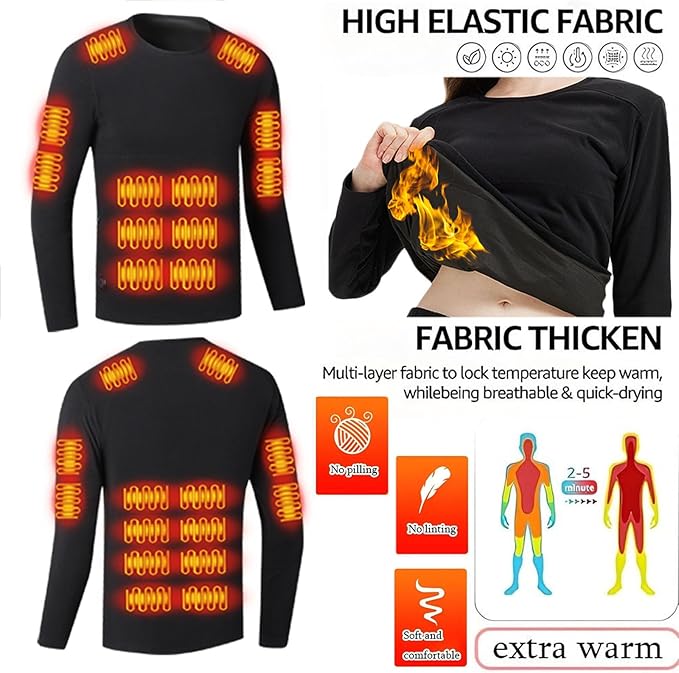 USB Heated Thermal Underwear Set – 26-Zone Top & 16-Zone Pants (Unisex, S–4XL)