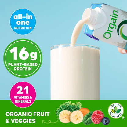 Orgain Organic Vegan Protein Shake – Vanilla Bean, 16g Plant Protein – 11 fl oz (Pack of 12)
