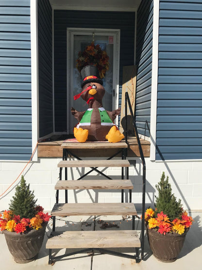 Happy Turkey Thanksgiving Inflatable – Air-Blown Outdoor Fall Holiday Yard Decoration