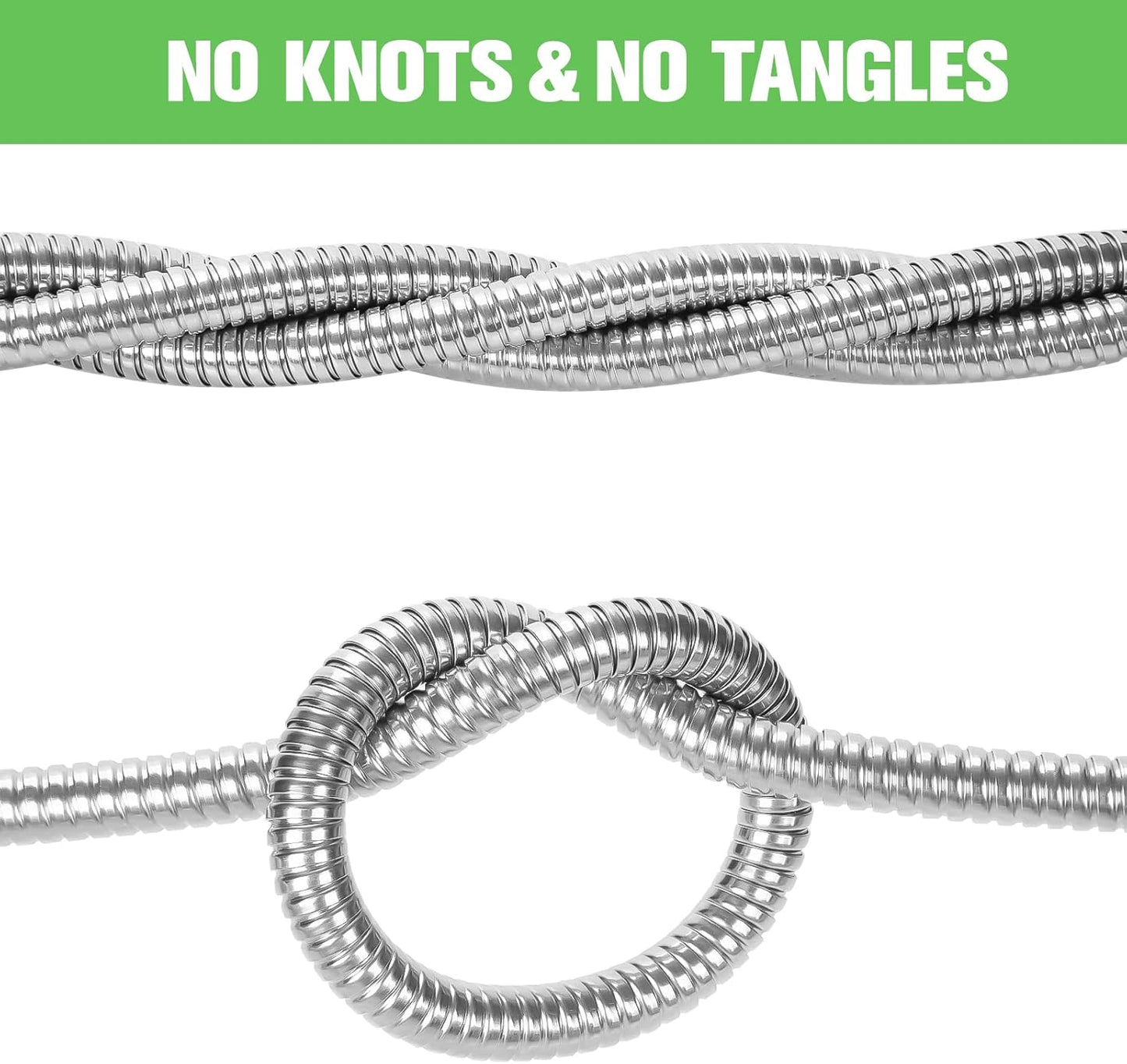 100ft Metal Garden Hose - Flexible Stainless Steel with Brass Fittings