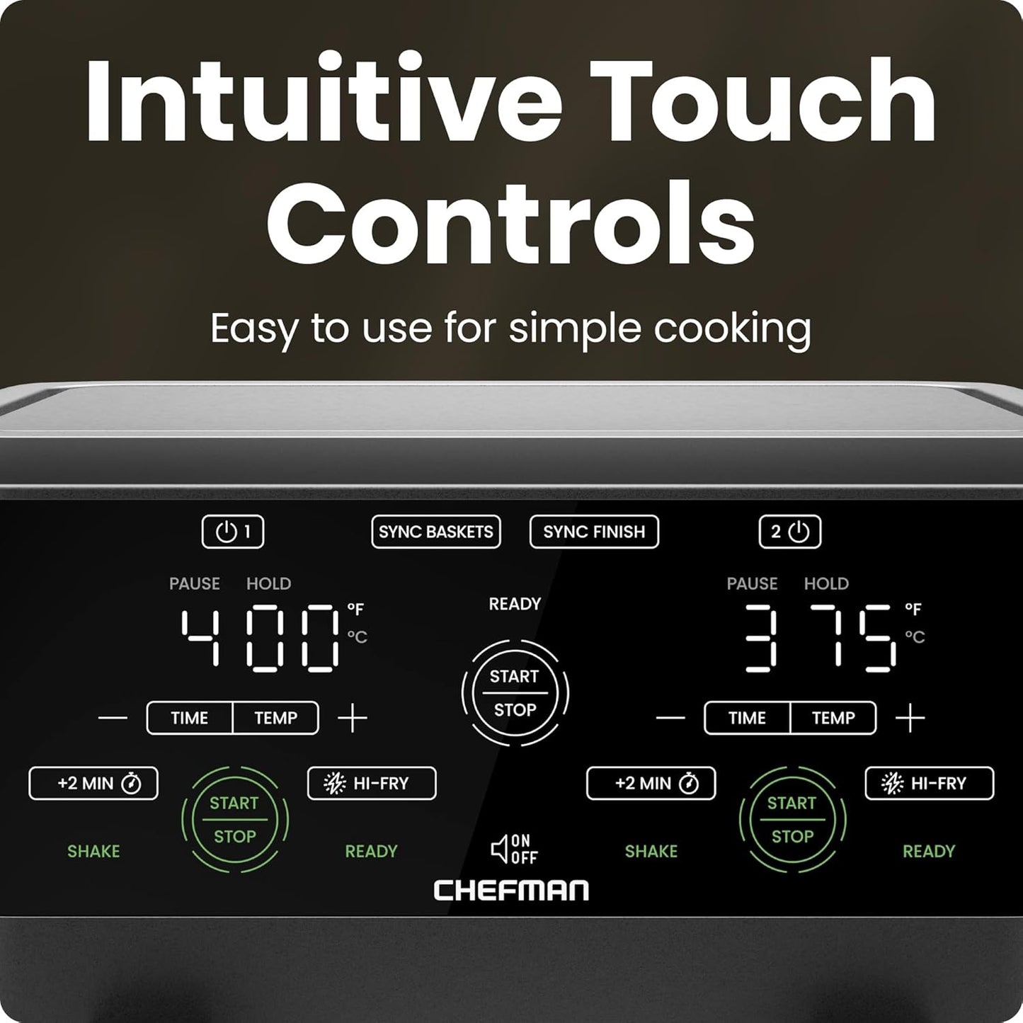 6 Quart Dual Basket Air Fryer Oven with Easy View Windows, Sync Finish