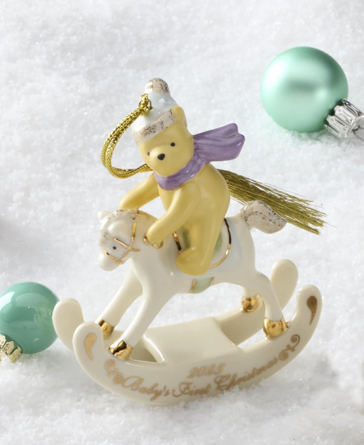 2025 Winnie the Pooh Baby’s 1st Christmas Ornament - Porcelain with Gold Accents
