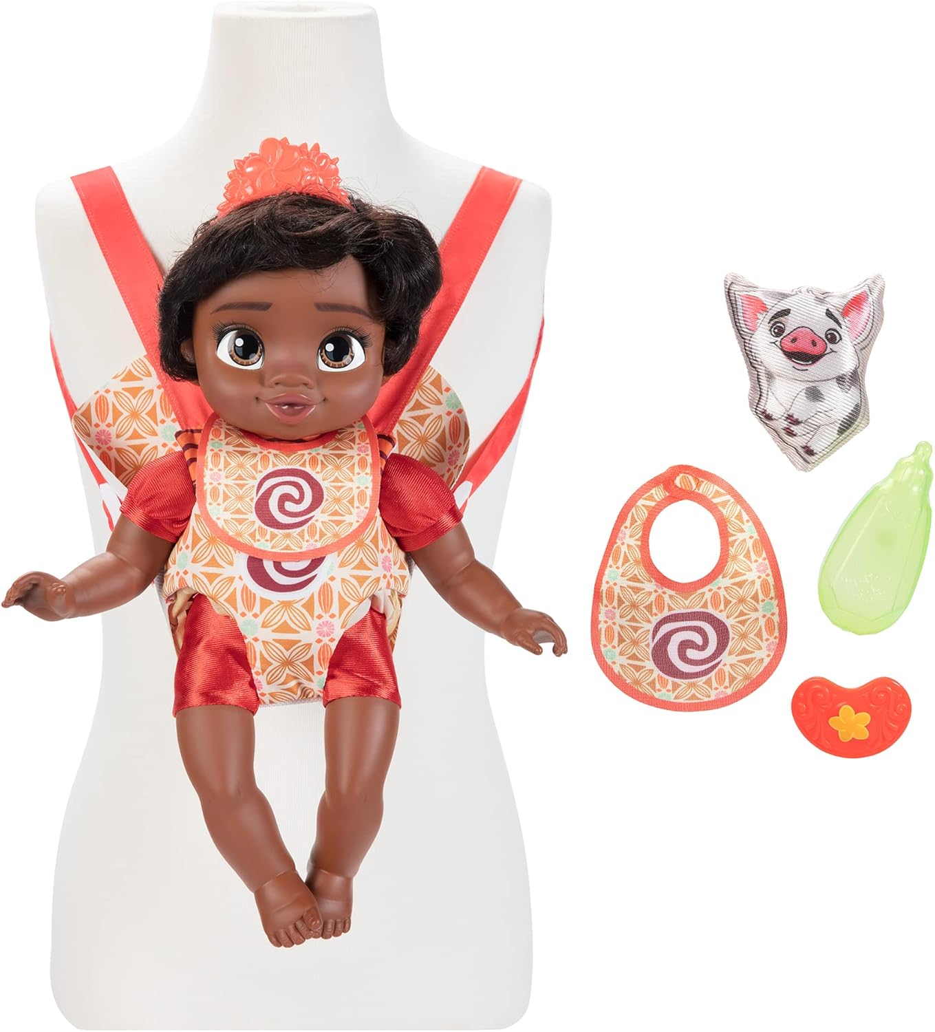 Moana Baby Doll Deluxe Set – Includes Tiara, Carrier, Plush Friend, Pacifier, Bib & Bottle