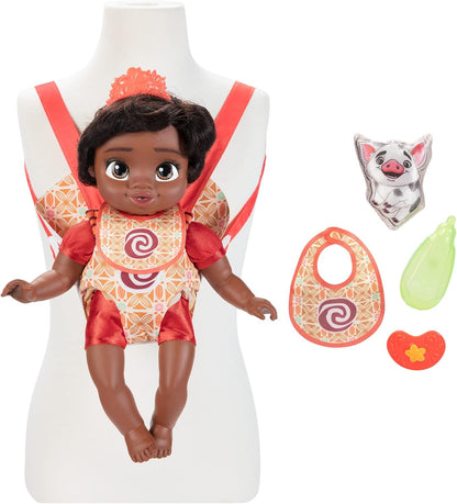 Moana Baby Doll Deluxe Set – Includes Tiara, Carrier, Plush Friend, Pacifier, Bib & Bottle