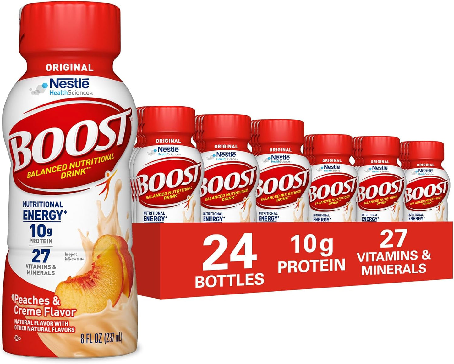 24-Pack BOOST Original Nutritional Drinks – Peaches, 8 Fl Oz Bottles